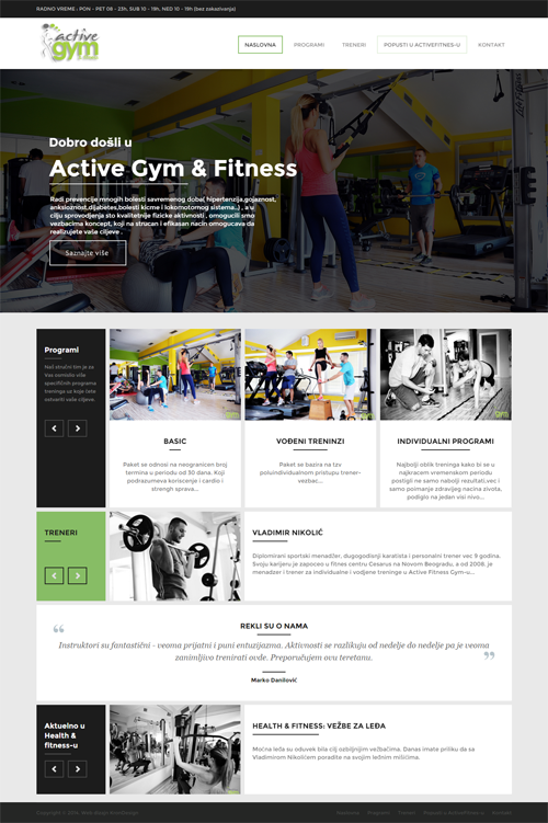 Izrada web sajtova u WordPressu - Teretana - Fitness